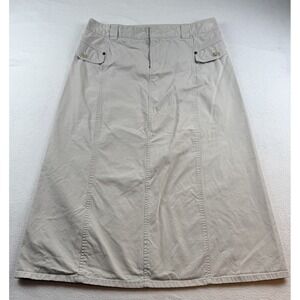 Eddie Bauer Beige Khaki Maxi Skirt Size 12 Petite Cotton